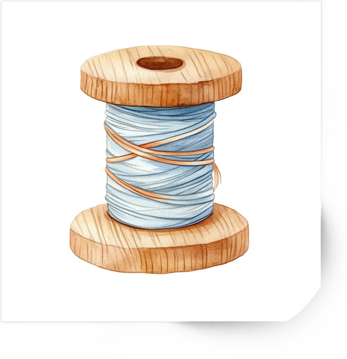 Wooden Thread Spool Sticker | Watercolor Sewing Bobbin Vinyl Decal | Crafter Sewing Gift