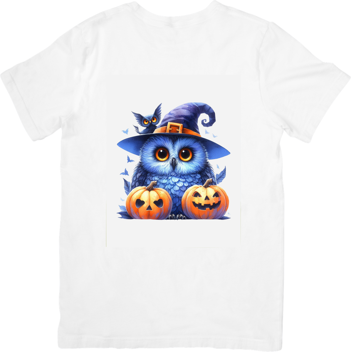 Halloween Witch Owl T-Shirt | Cute Blue Owl Pumpkin Graphic Tee | Spooky Fall Gift