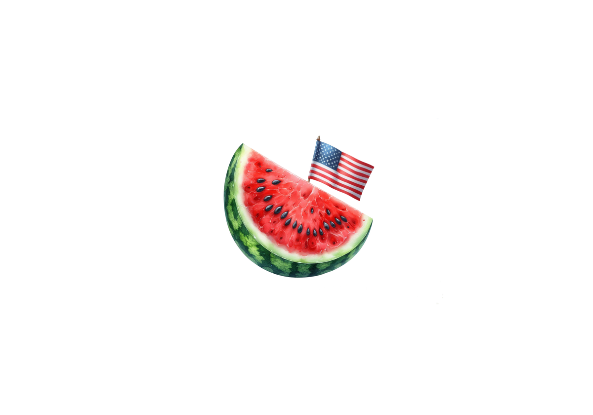 Patriotic Watermelon Throw Pillow | American Flag Summer Fruit Pillow | 4th Of July Decor Gift