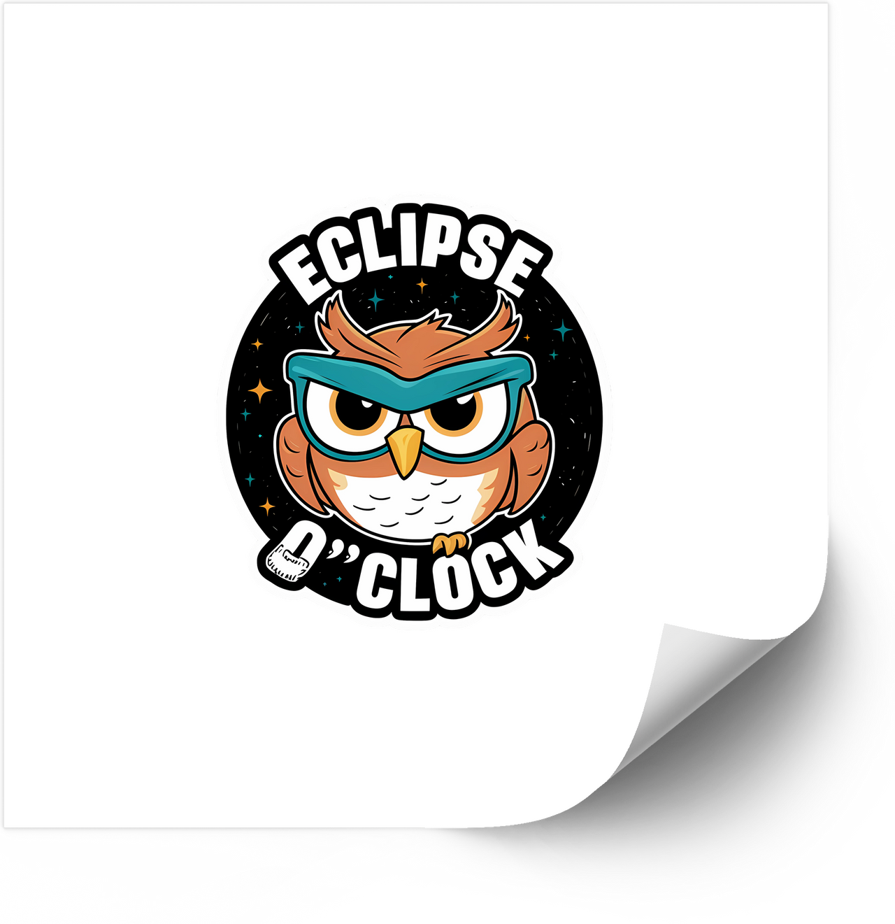Eclipse Owl Sticker | Minimalist Retro Night Vinyl Decal