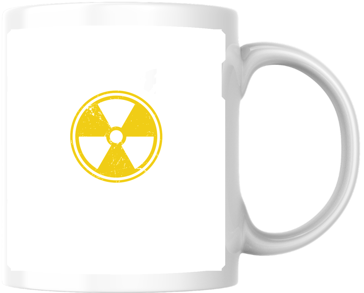 Radioactive Symbol Mug | Distressed Yellow Nuclear Sign Coffee Mug | Geek Science Gift