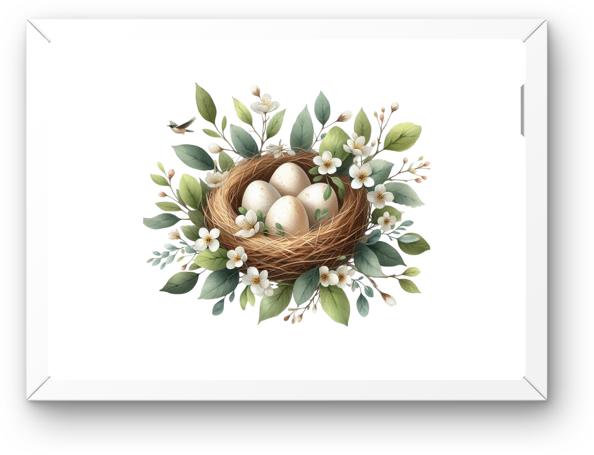 Bird Nest With Eggs Wall Art | Watercolor Spring Greenery Print | Farmhouse Nursery Gift