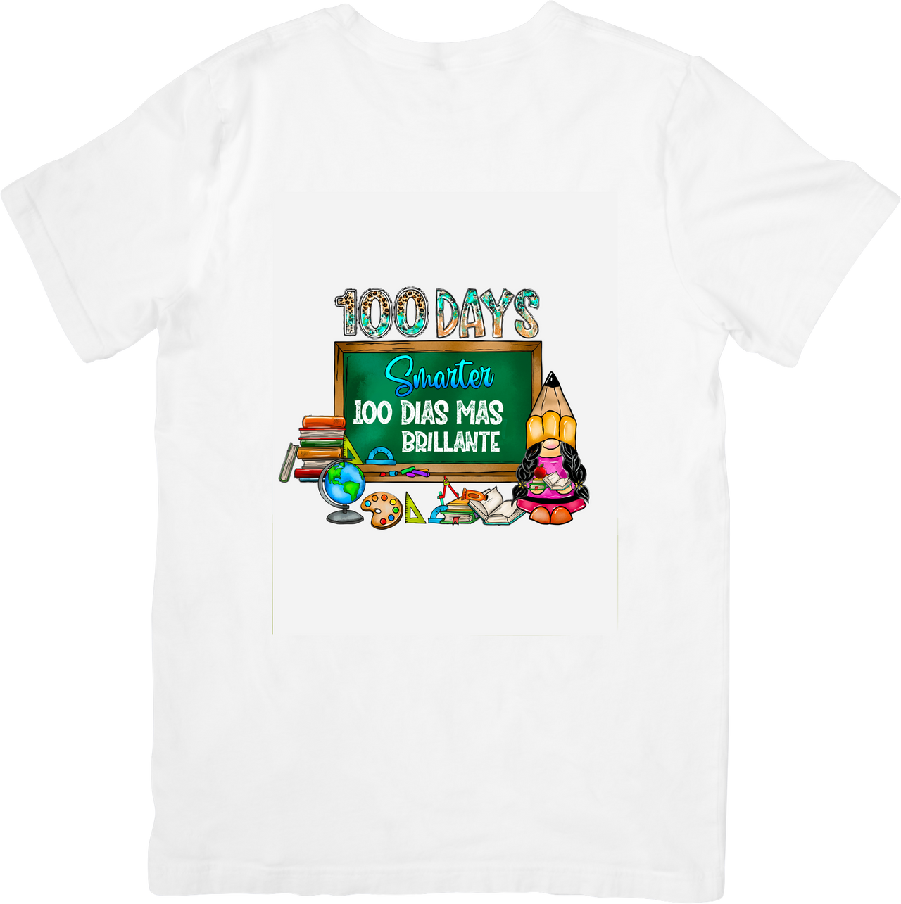 100 Days Smarter Gnome T-Shirt | Bilingual School Milestone Graphic Tee | 100th Day Gift