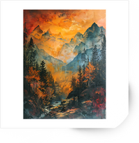 Thumbnail for Mountain Sunset Sticker | Watercolor Forest Landscape Vinyl Decal | Nature Lover Gift