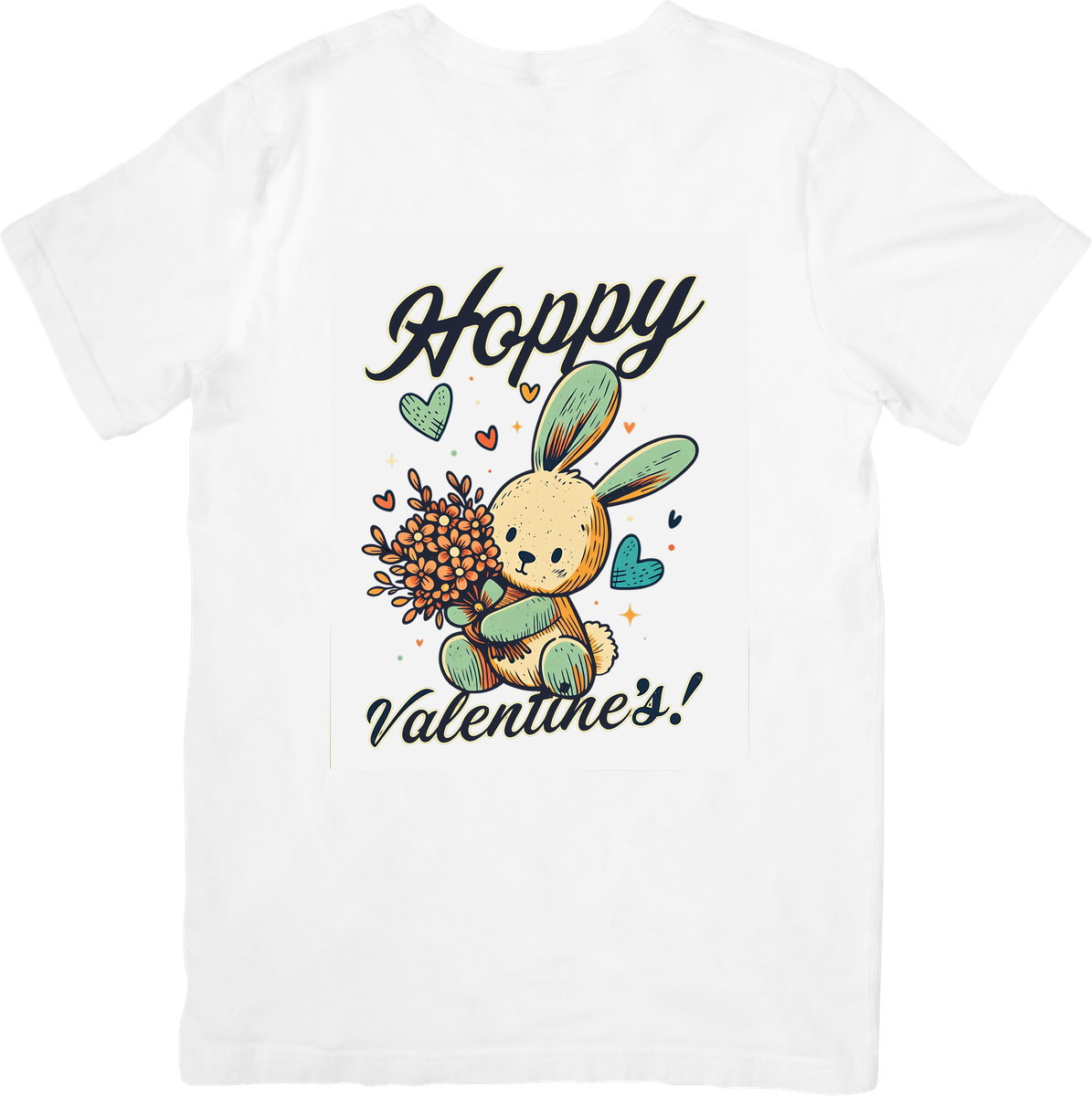 Hoppy Valentine's Bunny T-Shirt | Cute Rabbit Flower Bouquet Graphic Tee | Valentine Gift