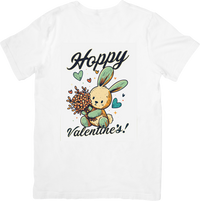 Thumbnail for Hoppy Valentine's Bunny T-Shirt | Cute Rabbit Flower Bouquet Graphic Tee | Valentine Gift