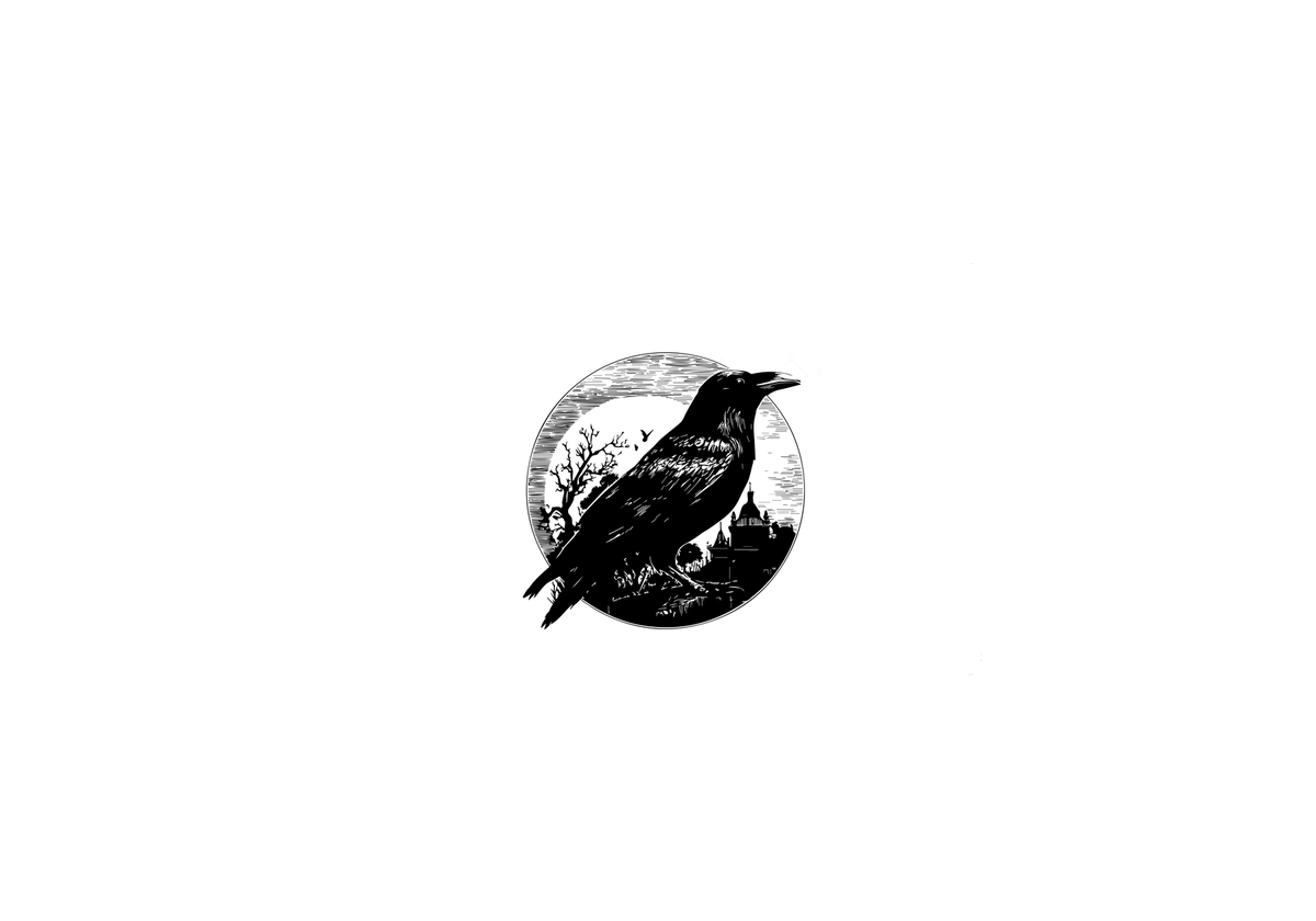 Gothic Raven Throw Pillow | Black Crow Full Moon Decorative Pillow | Halloween Decor Gift
