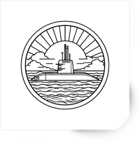 Thumbnail for Submarine Emblem Sticker | Minimalist Navy Line Art Vinyl Decal | Nautical Military Gift