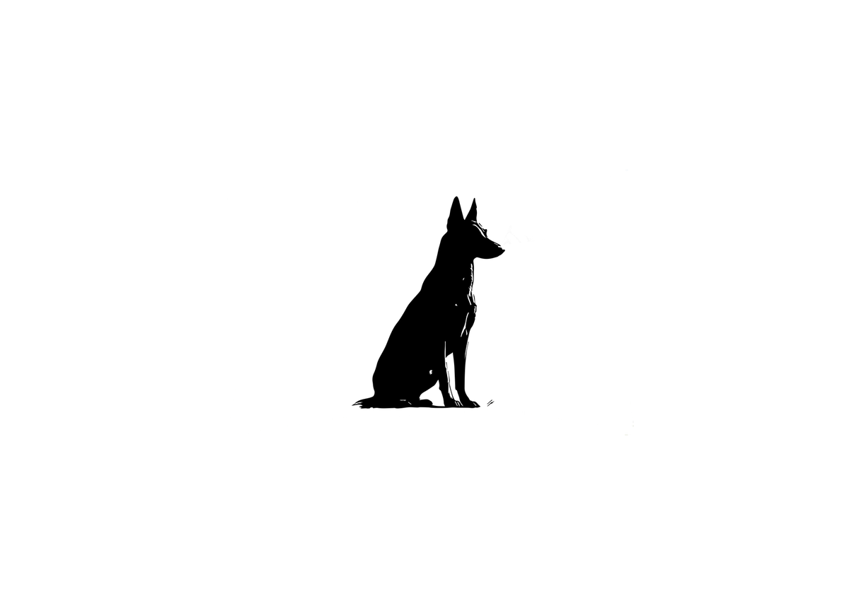 Sitting Dog Silhouette Throw Pillow | Minimalist Shepherd Black Ink Pillow | Dog Lover Gift
