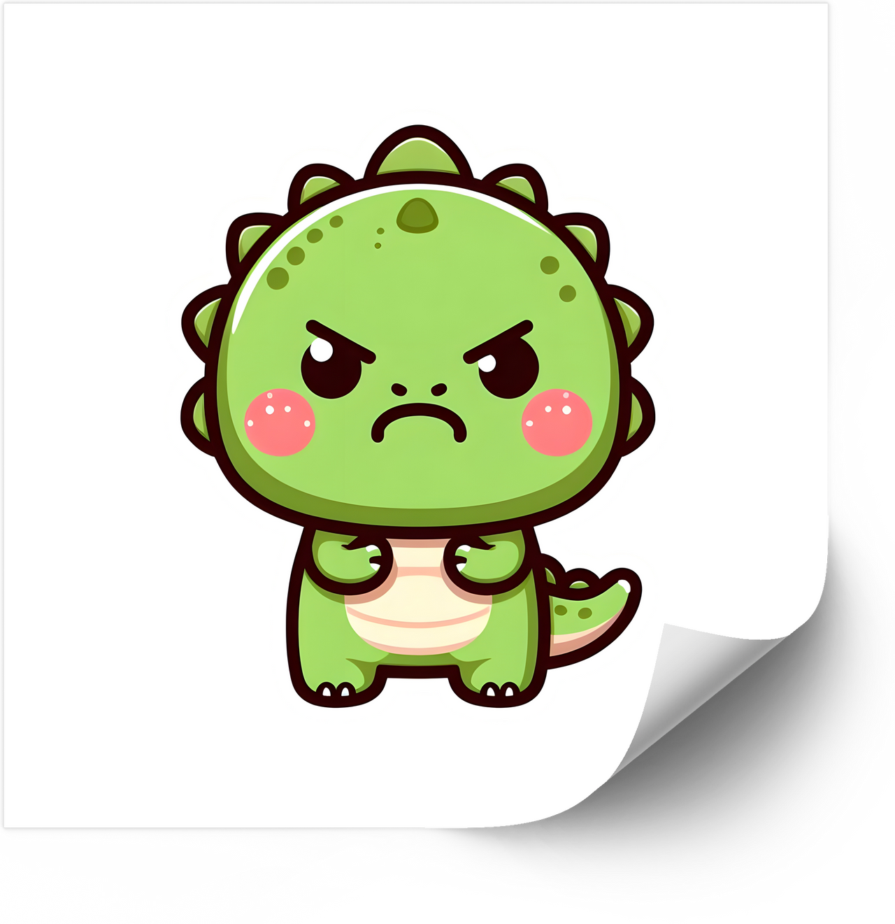 Grumpy Dinosaur Sticker | Minimalist Kawaii Baby Dino Vinyl Decal