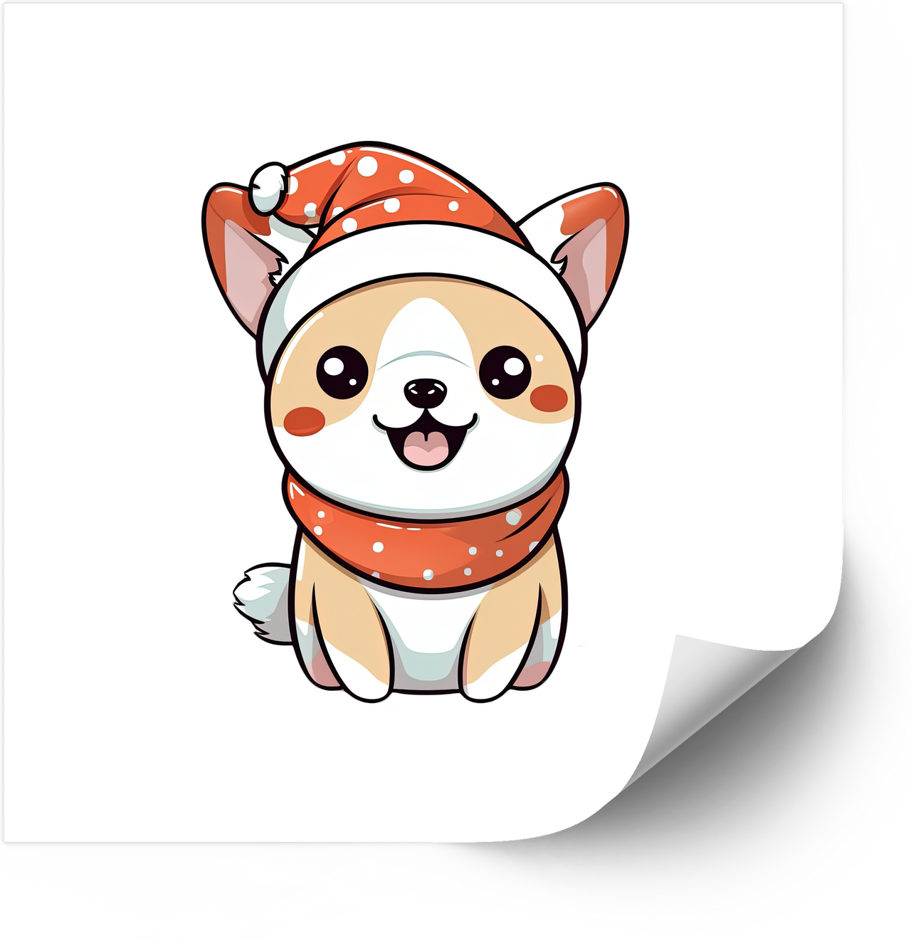 Christmas Corgi Sticker | Minimalist Kawaii Holiday Dog Vinyl Decal