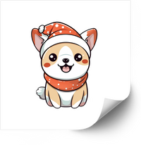 Thumbnail for Christmas Corgi Sticker | Minimalist Kawaii Holiday Dog Vinyl Decal