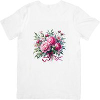 Thumbnail for Pink Peony Bouquet T-Shirt | Watercolor Floral Graphic Tee | Botanical Flower Lover Gift