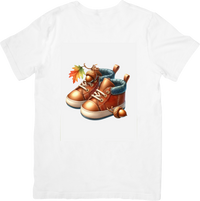 Thumbnail for Autumn Baby Boots T-Shirt | Cozy Fall Leaf Booties Graphic Tee | Mom New Parent Gift