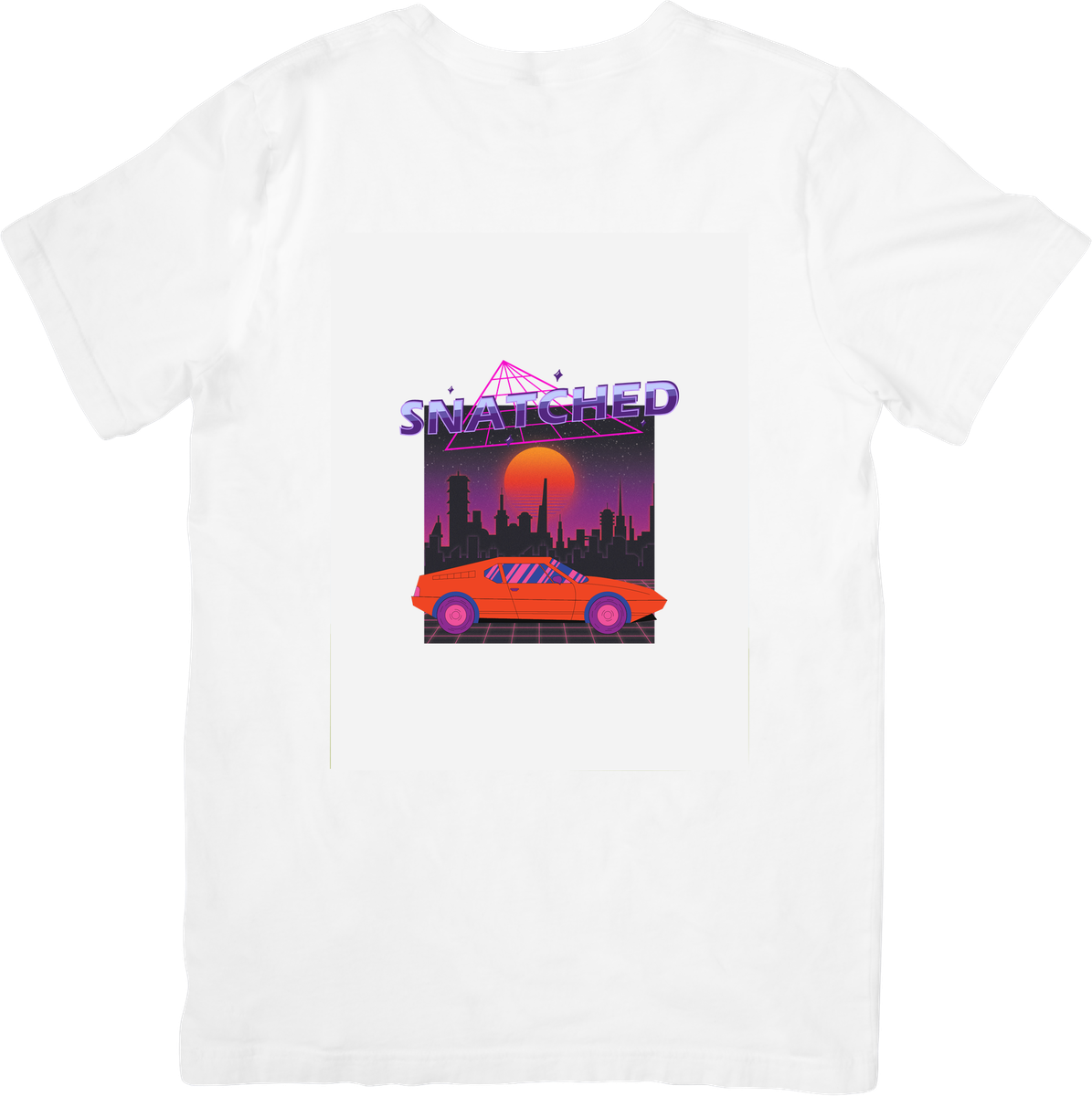 Snatched Retro Car T-Shirt | Synthwave Sunset Sports Car Graphic Tee | 80s Aesthetic Gift