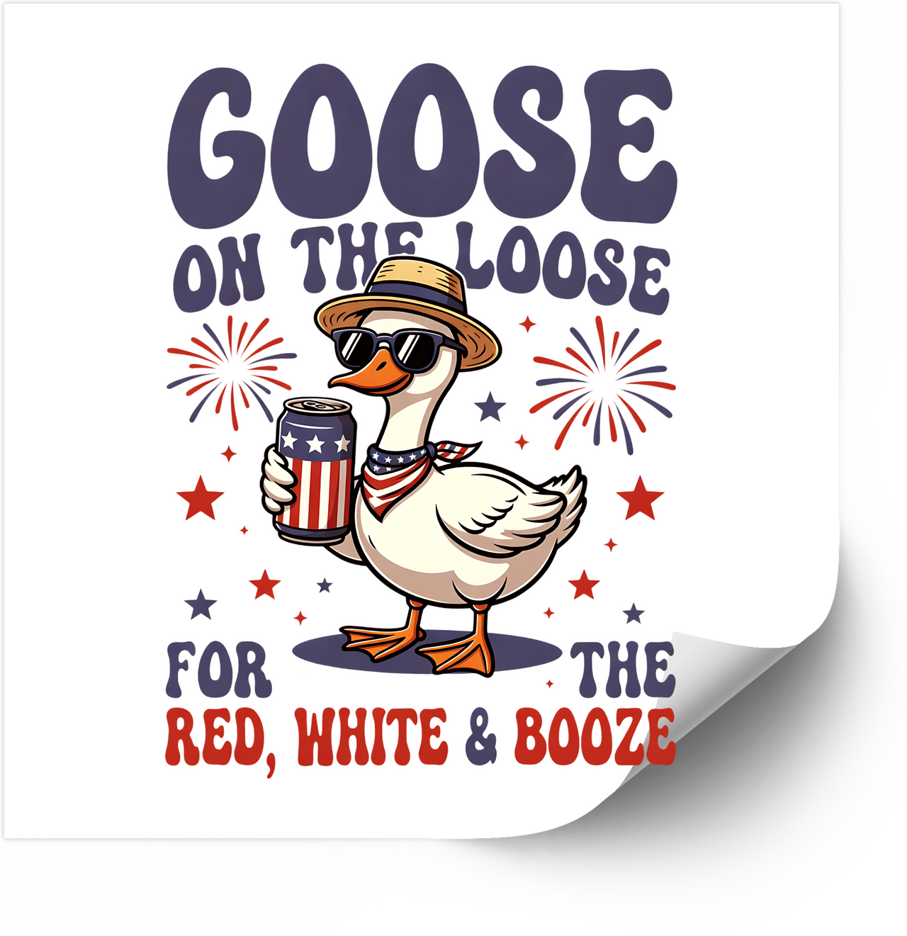 Goose on the Loose Sticker | Patriotic Fourth of July Vinyl Decal