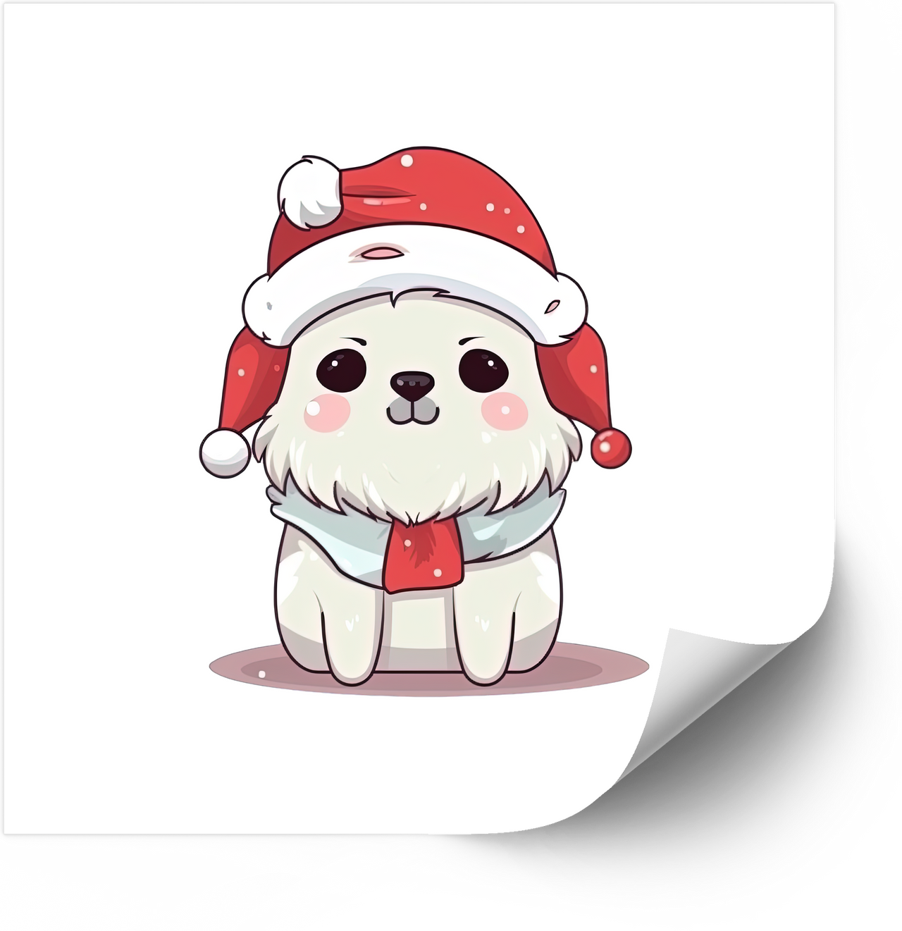 Santa Dog Sticker | Minimalist Holiday Canine Vinyl Decal