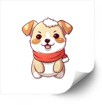 Thumbnail for Holiday Puppy Sticker | Minimalist Kawaii Santa Dog Vinyl Decal