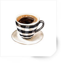 Thumbnail for Striped Coffee Cup Sticker | Watercolor Black Coffee Mug Vinyl Decal | Cafe Lover Gift