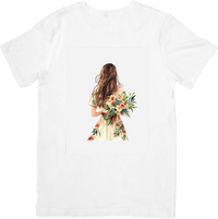Thumbnail for Woman With Bouquet T-Shirt | Watercolor Floral Portrait Graphic Tee | Spring Gift