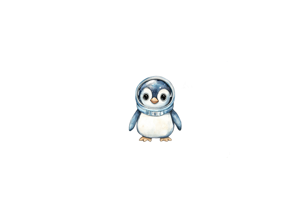 Astronaut Penguin Throw Pillow | Cute Space Penguin Decorative Pillow | Kids Room Gift